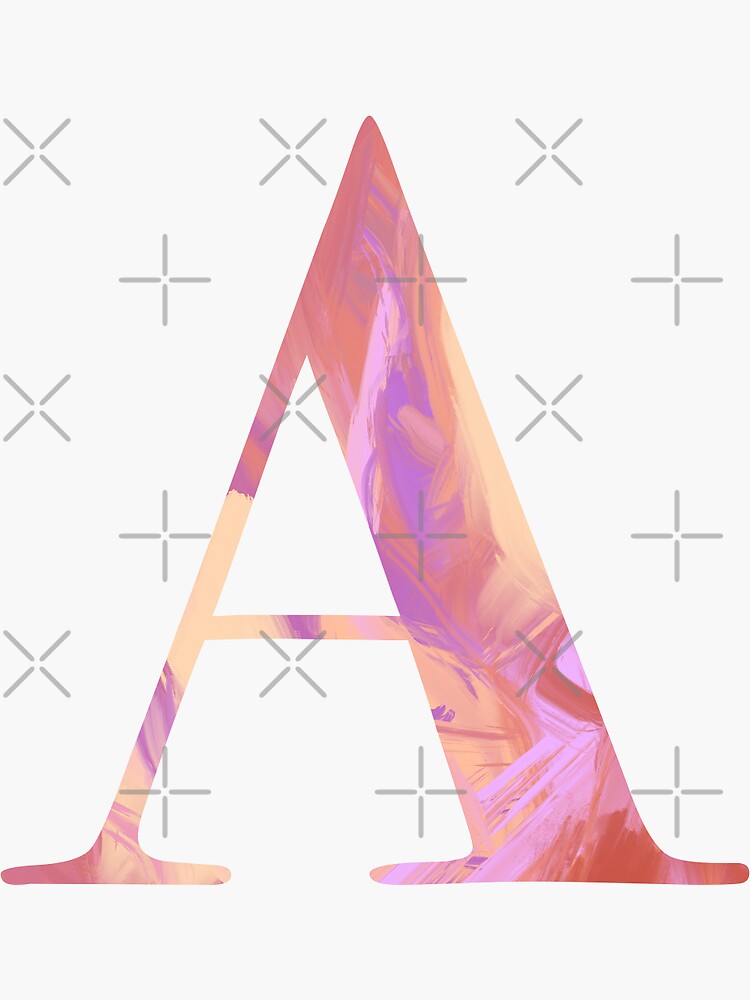 Letter A Monogram Sticker Blush and Purple Acrylic Paint by KatLangeDesign