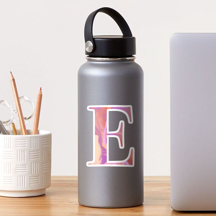 Letter E Monogram Sticker Blush and Purple Acrylic Paint Sticker