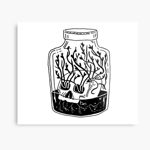Skull In A Jar Metal Print