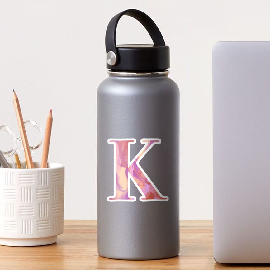Letter K Monogram Sticker Blush and Purple Acrylic Paint Sticker