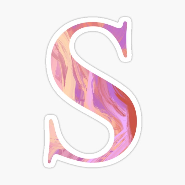 Letter S Monogram Sticker Blush and Purple Acrylic Paint Sticker