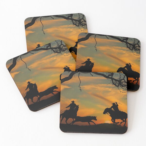 Item preview, Team Roping Silhouetted Cowboys with Brilliant Sunset designed and sold by Stephanie Laird.