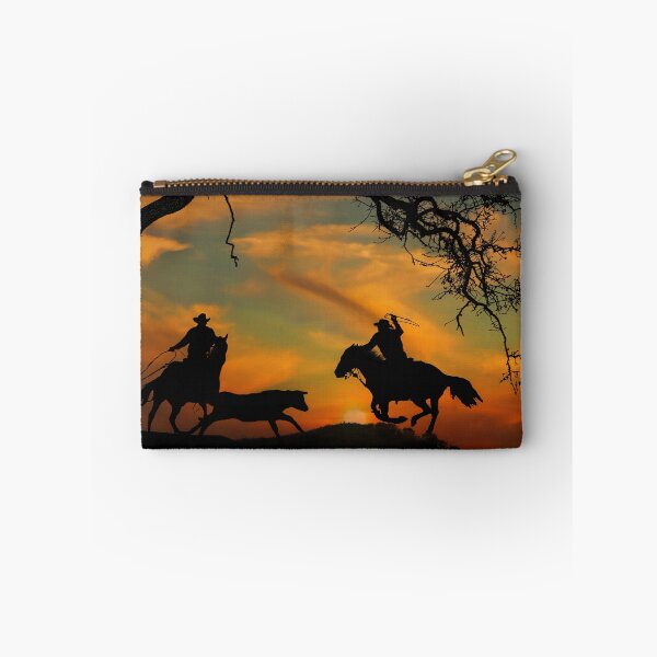 Item preview, Team Roping Silhouetted Cowboys with Brilliant Sunset designed and sold by Stephanie Laird.