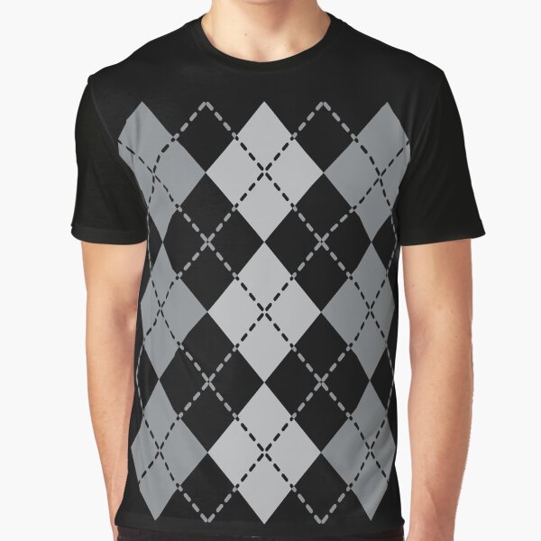 Grey Argyle Design Graphic T-Shirt