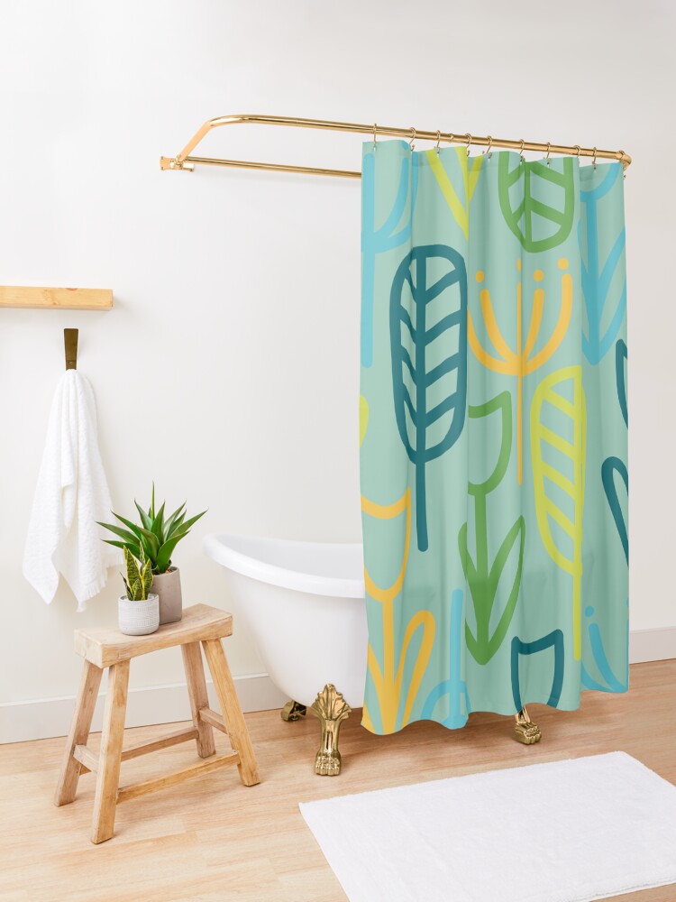 "Cheerful Garden in Springime Colors on Aqua Minimalist Botanical