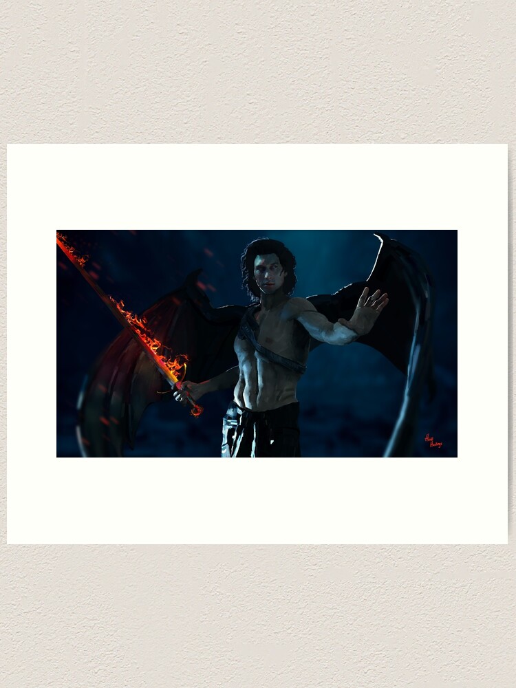 Thumbnail 1 of 3, Art Print, When A Dark Angel Falls designed and sold by heidihastings.