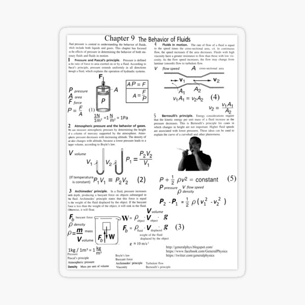 General Physics, Chapter 9, The Behavior of Fluids Transparent Sticker