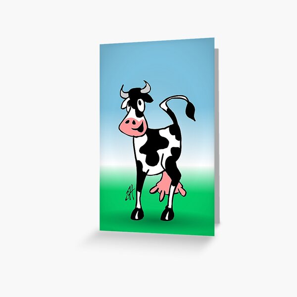 Cheerful cow in a meadow Greeting Card