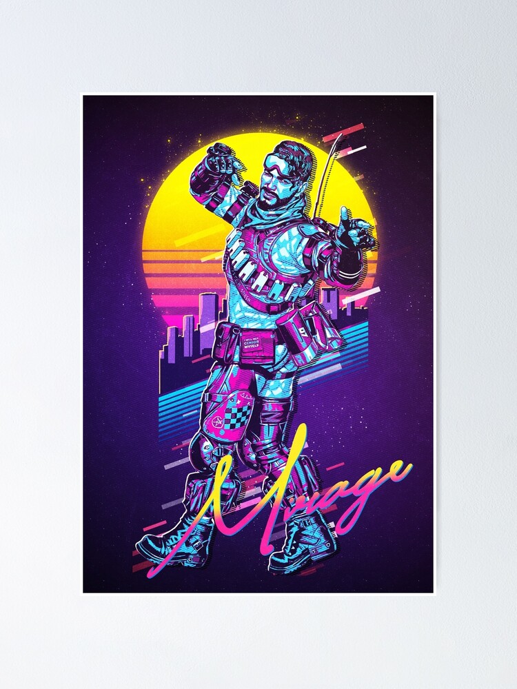 Poster Apex Legends Mirage 80s Retro De Ninjadesigninc Redbubble