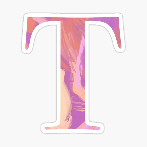 Letter T Monogram Sticker Blush and Purple Acrylic Paint Sticker