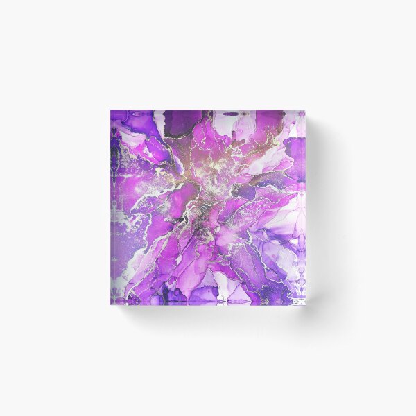 Alcohol Ink deep purple Acrylblock