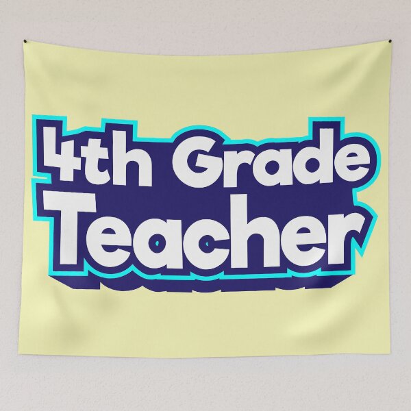 Item preview, 4th grade teacher, Cyan border designed and sold by enriquepma.