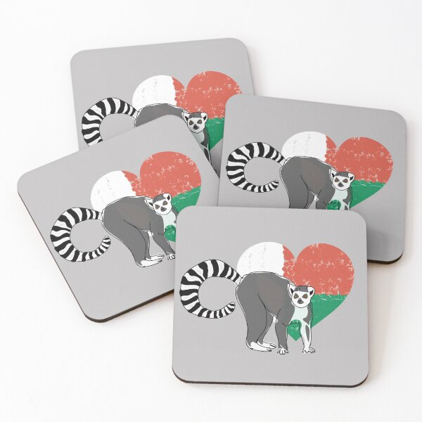 Item preview, Madagascar Lemur on Malagasy flag (heart version) designed and sold by PrimitiveState.