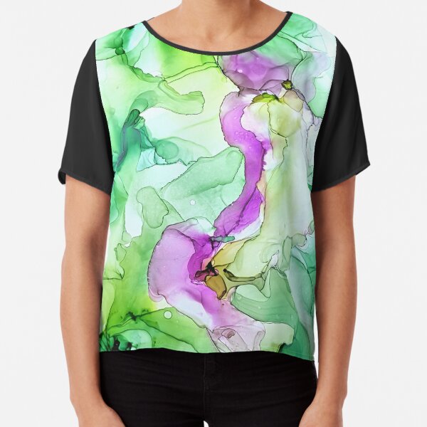Alcohol Inks Flaschengrün Chiffon Top