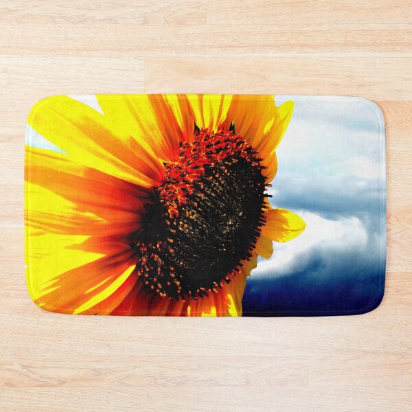 Item preview, Yellow Orange Sunflower flower Aqua Teal Navy Blue Sky Art A609 designed and sold by byNicol.