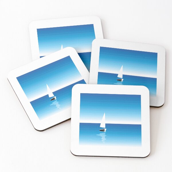 Item preview, Black Sailing Boat on Calm Blue Sea designed and sold by QuarterMoon.