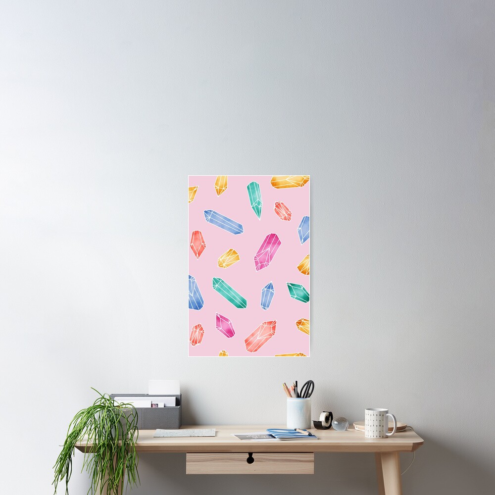 Crystals Pattern - Candy Pink Poster