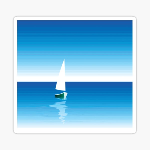 Item preview, Green Sailing Boat on Calm Blue Sea designed and sold by QuarterMoon.