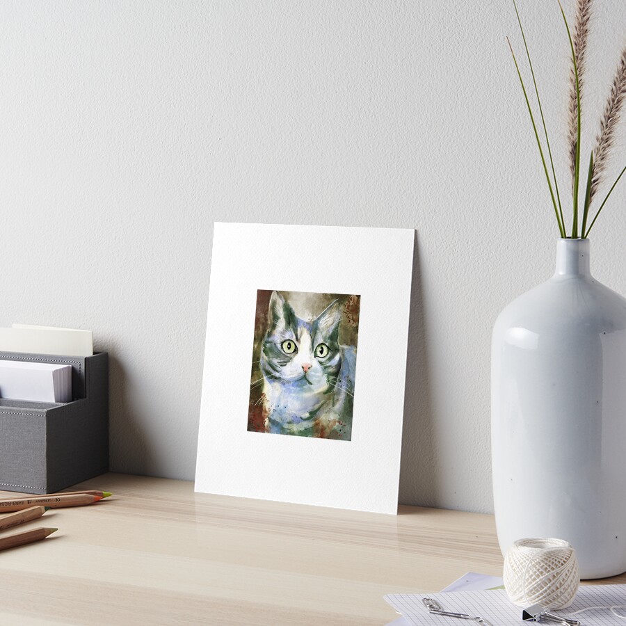 Snurp the Grey and White Cat Art Board Print