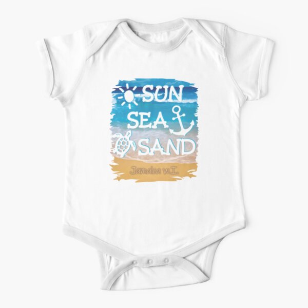 Sun Sea Wave Heart Love Casual Newborn Baby Short Sleeve Bodysuit Romper Infant Summer Clothing Black