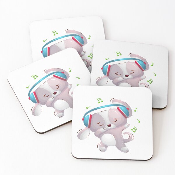 Item preview, The cute dog dances in headphones and shows a gesture of dab designed and sold by Anna Koneva.
