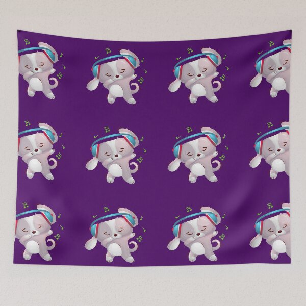 Item preview, The cute dog dances in headphones and shows a gesture of dab designed and sold by Anna Koneva.