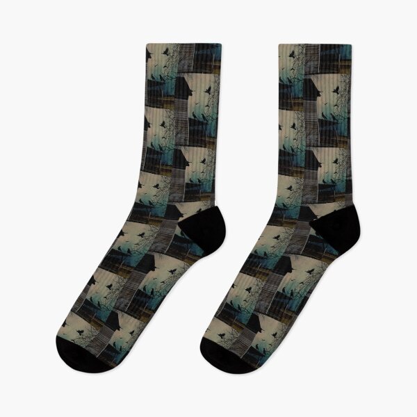 Item preview, Rustic Black Birds Crows on Abandoned House Porch Teal Art A605 designed and sold by byNicol.