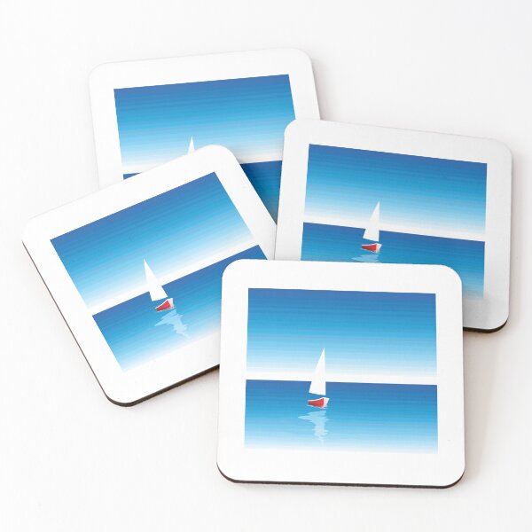 Item preview, Red Sailing Boat on Calm Blue Sea designed and sold by QuarterMoon.
