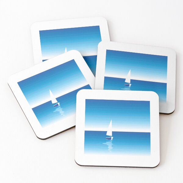 Item preview, Blue Sailing Boat on Calm Blue Sea designed and sold by QuarterMoon.