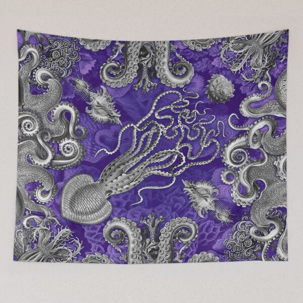 Item preview, Octopus Squid Kraken Art Tentacles Seashell Deep Sea Ocean Creatures Lover (Purple) designed and sold by Mechanical Whispers.