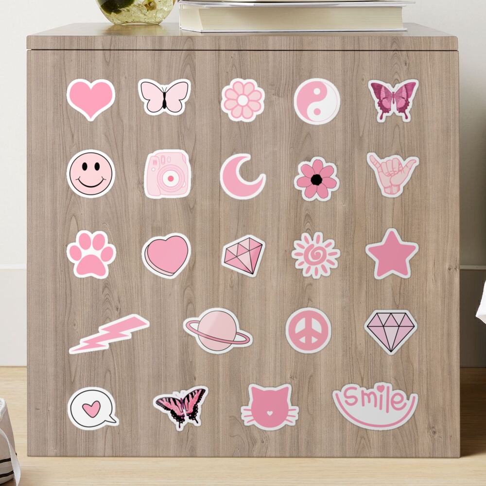 Assorted Round Pink Bling Stickers - (116 pc)