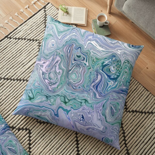 Dutch Marble Acrylic Paint Pour Floor Pillow