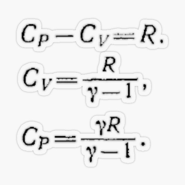 Physics, Thermodynamics, Molar heat capacity, Cp, Cv, R, Gas constant, gamma Transparent Sticker