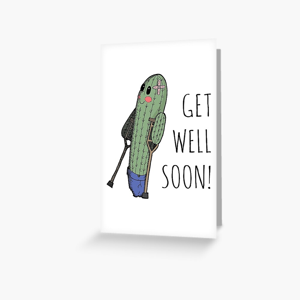 Get Well Soon Cute Cactus Greeting Card