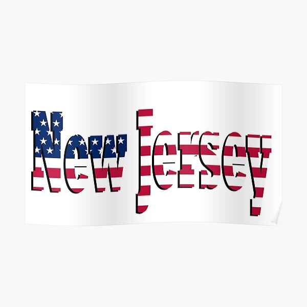 New Jersey State Design With Stars and Striped Background Poster