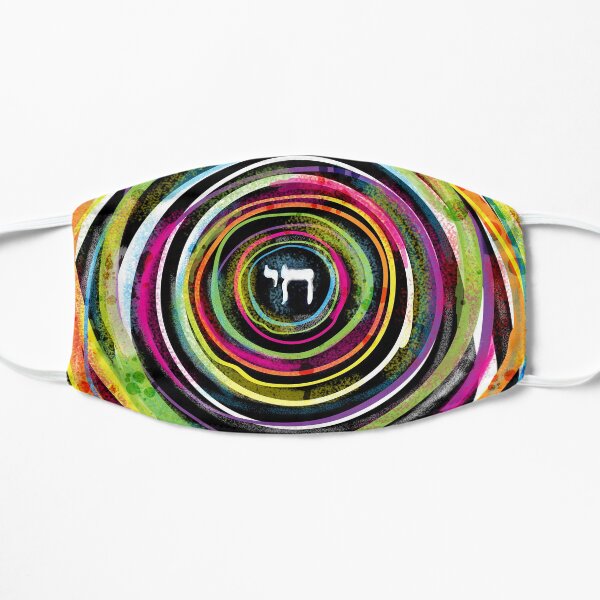 Jewish Chai Rainbow Circles Face Mask Flat Mask
