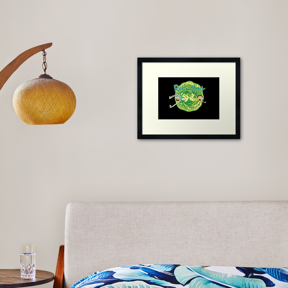 Rick and Morty black background Framed Art Print