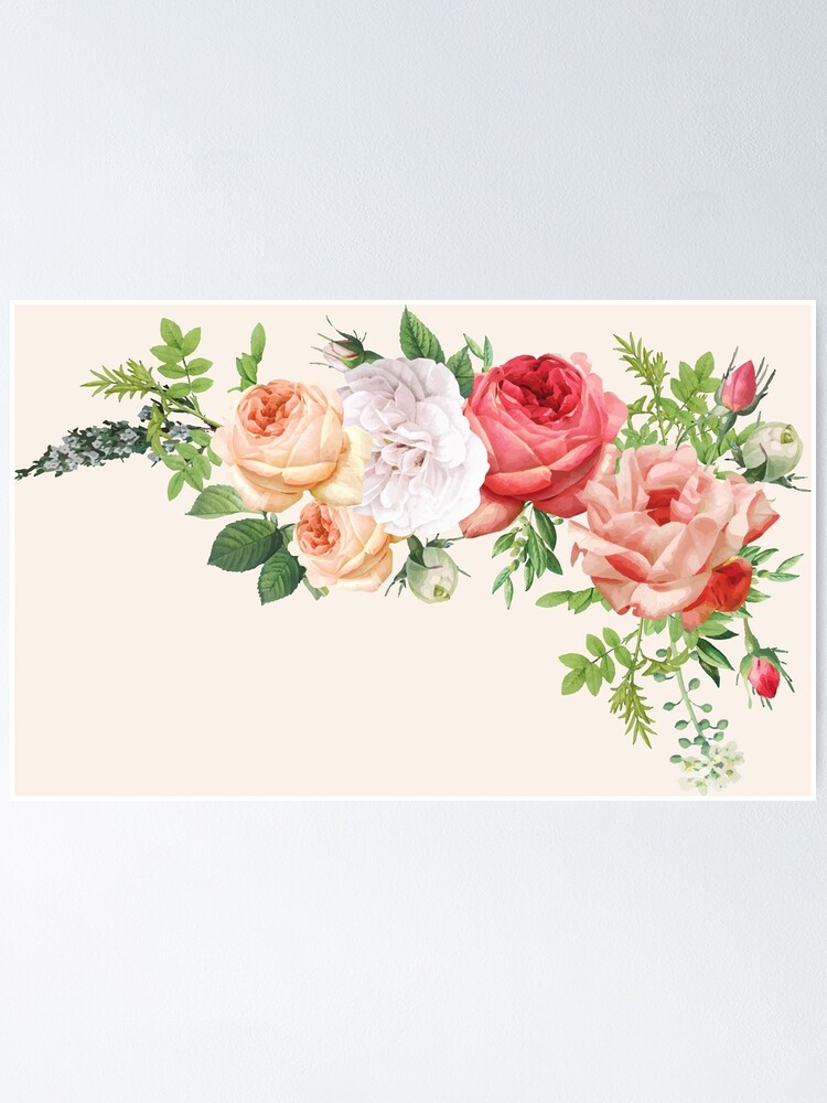 Poster « Arrangement de bouquet de fleurs aquarelle romantique », par  DMRStudio | Redbubble