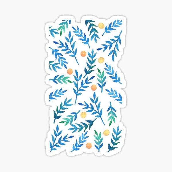 Blue Watercolor Branches & Berrries Sticker