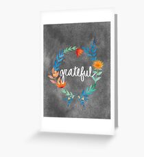 Dankbar, Aquarell Blumenkranz Grußkarte