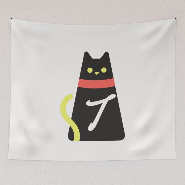 Item preview,  Alphabet  initial Letter  T and black,red and yellow  cat designed and sold by dygo1986.