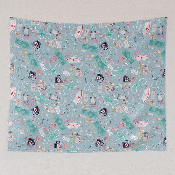Item preview, Medical Pattern | Doctor | Nurse | Watercolor | Blue designed and sold by Harpley Design Studio.