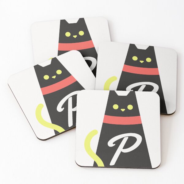Item preview, Alphabet  initial Letter P and black,red and yellow  cat designed and sold by dygo1986.