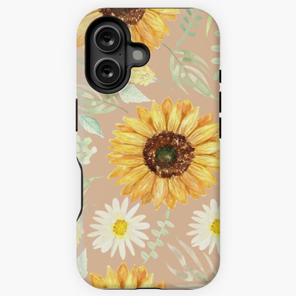 Vista previa del artículo con la obra «Girasoles y margaritas | Acuarela | Arte | Estampado | Beige», diseñado y vendido por Harpley Design Studio.