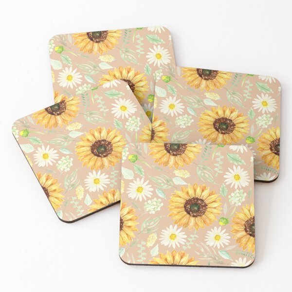 Item preview, Sunflowers and Daisies | Watercolor | Art | Pattern | Beige designed and sold by Harpley Design Studio.