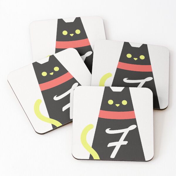Item preview,  Alphabet  initial Letter F and black,red and yellow  cat designed and sold by dygo1986.