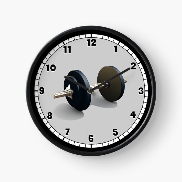 Item preview, Dumbbell Gray Fitness Clock designed and sold by cabgodfrey.