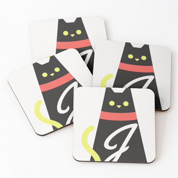 Item preview, Alphabet  initial Letter J and black,red and yellow  cat designed and sold by dygo1986.