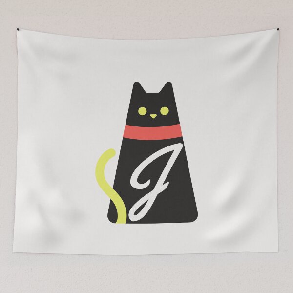 Item preview, Alphabet  initial Letter J and black,red and yellow  cat designed and sold by dygo1986.