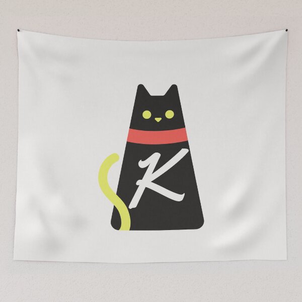 Item preview,  Alphabet  initial Letter K and black,red and yellow  cat designed and sold by dygo1986.